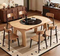 Leicht Luxuriöser Retro Quadratisch-Runder Multifunktionaler Hochwertiger Massivholztisch, Geeignet für Zuhause, Hotel und Restaurant