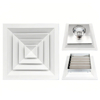 Diffuseur de plafond carré en aluminium personnalisable pour climatisation et ventilation centralisées, directement de l'usine