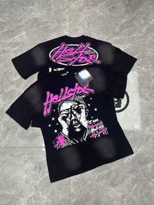 أعلى جودة جودة الهيب هوب الجحيم تي شيرت نجمة الوزن الثقيل بين الجميح تي شيرت طباعة Dtg من نوع واحد ملابس الشارع حجم كبير الجحيم تي شيرت نجمة - Product Image 4