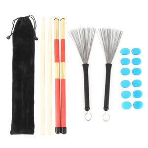 Kit de <span class=keywords><strong>baquetas</strong></span> negro M02763 con amortiguador de cepillo Rute, accesorios para tocar instrumentos musicales, viene con bolsa - Product Image 2