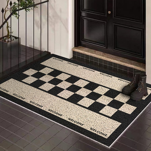 Alfombra de Entrada Rectangular de Estilo Nórdico Minimalista a Cuadros, de Fibra de Polipropileno Antideslizante, Resistente a las Manchas y Personalizable - Product Image 2