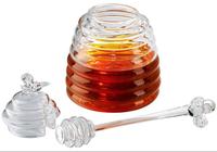 Bocaux à miel en verre borosilicate en forme de ruche avec couvercle, vente en gros