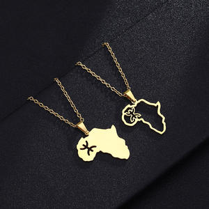 Nouvelle Arrivée Creux Carte Forme Collier Afrique Carte Berbère Signe Pendentif Africain Berbère Kabyle <span class=keywords><strong>Amazigh</strong></span> <span class=keywords><strong>Bijoux</strong></span> - Product Image 1