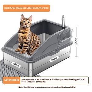 Großräumige Edelstahl-Katzentoilette mit Auslaufschutz und Geruchsbekämpfung für Kätzchen - Product Image 2