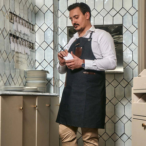 OEM Premium Custom Logo Cotton High Quality Waterproof Oil Resistant Kitchen Chef <b>Aprons</b> With Pockets Bib <b>Aprons</b> With Pockets - Product Image 6