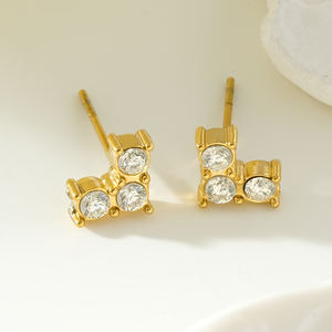 Ensemble de bijoux romantiques en acier inoxydable plaqué or 18 carats, design en forme de V, serti de diamants, en forme de cœur - Product Image 5