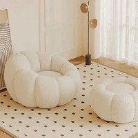 Flauschiger Kürbis-Sitzsack, weicher Plüsch-Akzentstuhl, fauler Einzelsofa-Sessel mit optionalem Fußhocker für Wohnzimmer und Zuhause