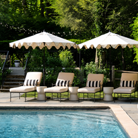 Chaise longue d'extérieur réglable et inclinable, lit de soleil beige avec coussin imperméable, pour piscine, villa, jardin, patio, mobilier de loisirs