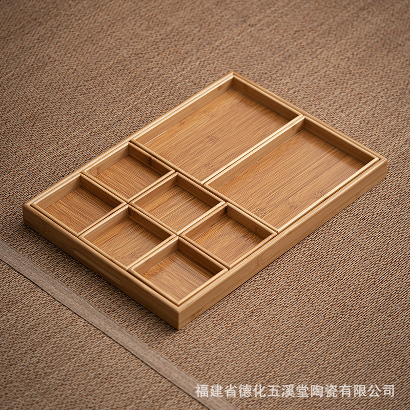 Nine-piece bamboo tea and snack plate set [Original bamboo color]