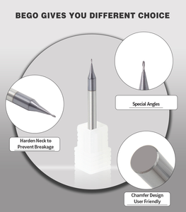 Mata bor CNC karbida mikro 2 Galur, mata bor untuk baja 0.1mm CNC karbida padat 2 galur HRC60 ukuran mikro, mata bor ujung penggunaan Dental - Product Image 5