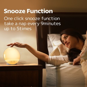 <b>Led</b> Wake Up Alarm <b>Clock</b> Round Usb Powered With Snooze Function Digital Display Night Light Sunrise Sunset Simulation - Product Image 3