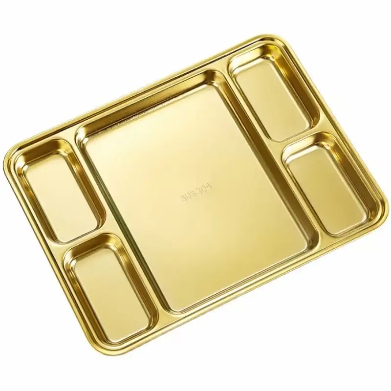 High grade mirror polishing gold 304stainless steel serving tray rectangular serving platter