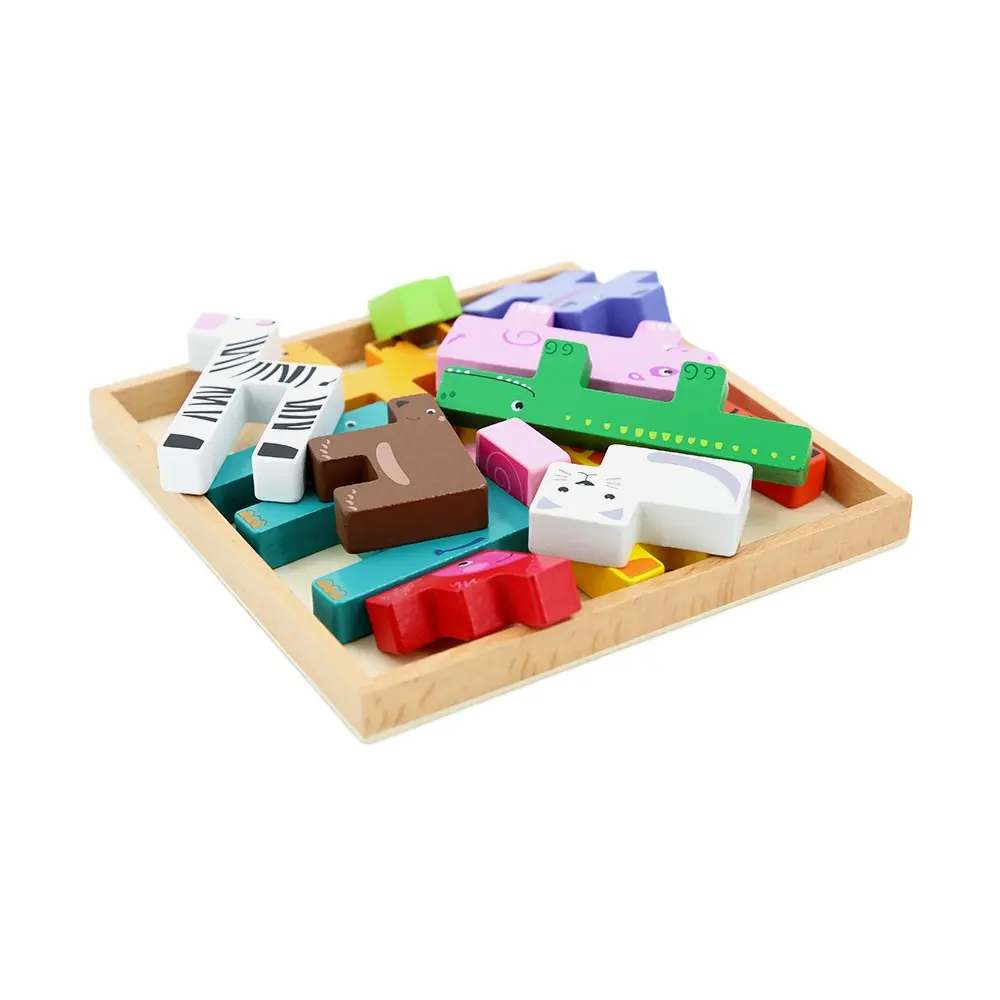 3d Wooden Block Animals Puzzle Children Early Education Wooden Toys Cartoon Creative Balancing Building Blocks Puzzles