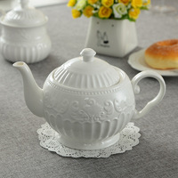 Assiettes et bols en relief baroque ensemble plateau à fruits assiette de nourriture occidentale feuille à motifs tasse à café pot vaisselle s céramique