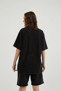 เสื้อยืดผู้ชายแบบย้อมสีเอซิด ขายส่ง เสื้อยืดผ้าฝ้ายหนานุ่ม พิมพ์ลายกราฟิก โลโก้สั่งทำได้ ทรงโอเวอร์ไซส์ สไตล์วินเทจ - Product Image 3