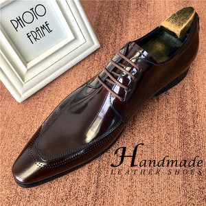 Nouvelles Chaussures Habillées Oxford pour Homme en Cuir Brillant, Style Britannique Tendance, à Bout Pointu, Montantes, à Enfiler, Idéales pour Mariage et Cérémonie - Product Image 1