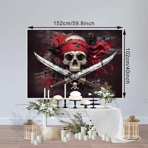 <span class=keywords><strong>Pirate</strong></span> crâne bannière Halloween horreur crâne capitaine <span class=keywords><strong>fond</strong></span>, pas d'électricité nécessaire général adapté pour les fêtes et les événements thématiques - Product Image 5