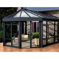 Moderna Terraza Acristalada Ecológica con Techo Plano y Puertas Corredizas de Vidrio, Marco de Aluminio para Uso en Villas, Supermercados y Apartamentos, 6mX8m