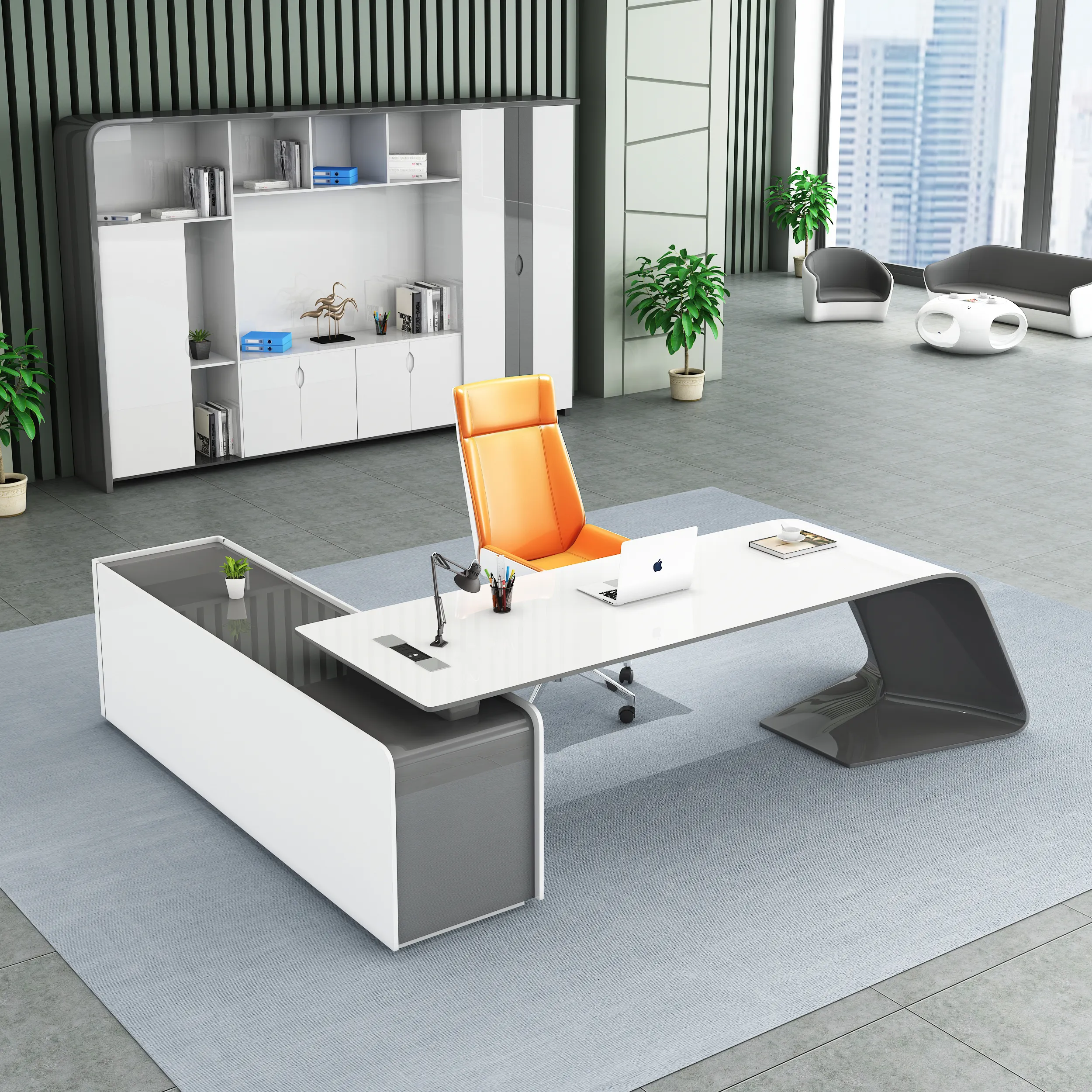 Офисная мебель LBZ08Luxury, рабочая станция L-образной формы, стол директора, современный дизайн руководителя, офисный стол руководителя
