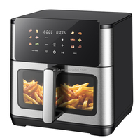 Friteuse à air double zone 12-en-1 à affichage numérique LED 9L & 2 X 4.5L carré de cuisson indépendant en acier inoxydable avec double panier