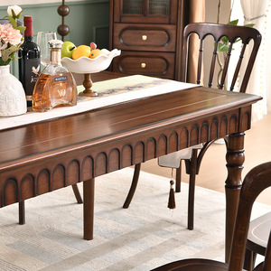 Juego de Mesa y Sillas de Comedor de Madera Maciza Estilo Retro Americano, Rectangular de 1.35M, para Uso Doméstico, Duradero - Product Image 3