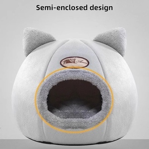 บ้านที่นอนสัตว์เลี้ยงแบบโดมสีเทาสำหรับสัตว์เลี้ยงถ้ำสุนัขแมวตลกซักได้ - Product Image 5
