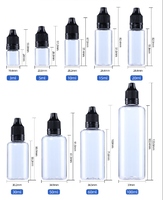 Flacons compte-gouttes d'huile en plastique PET LDPE de 5ml 10ml 30ml 50ml 100ml avec couvercles noirs à l'épreuve des enfants et longs embouts minces pour liquides