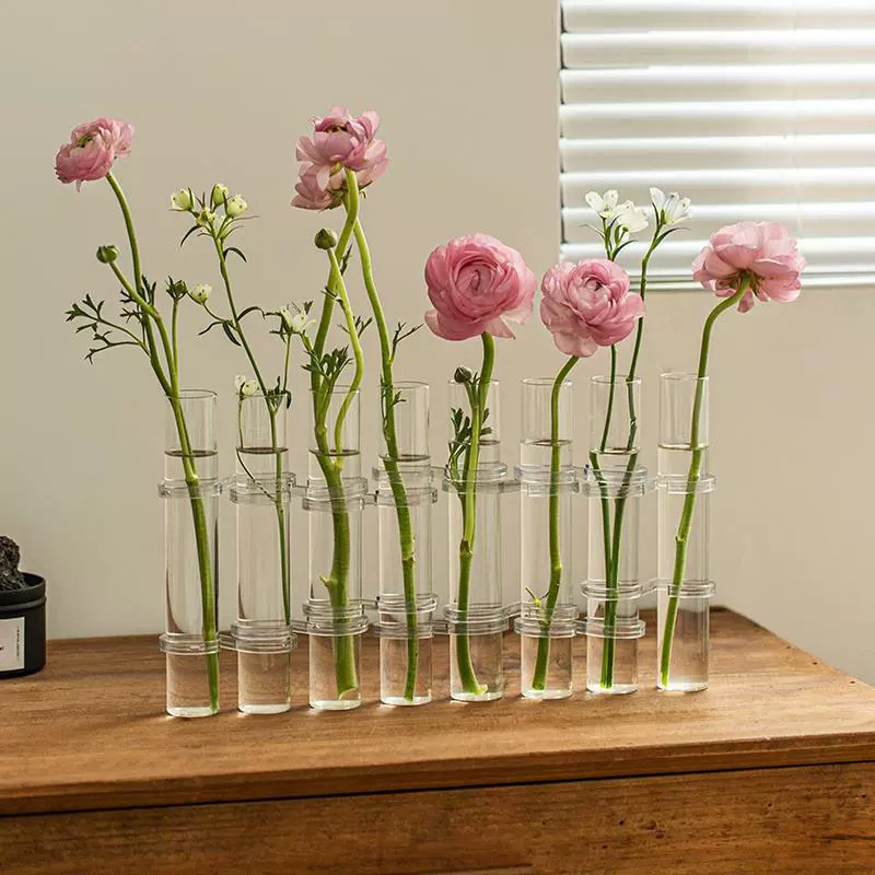 Handgemaakte Art Deco Stijl Glazen Vaas Groothandel Tafelblad Reageerbuis Vaas Voor Huisdecoratie