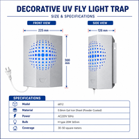 Trampa de Luz UV Decorativa para Insectos, 365nm, Montada en Pared, con Placa Adhesiva Oculta, para Restaurantes, Hoteles y Tiendas