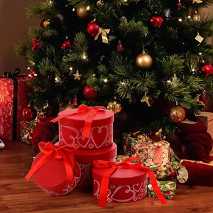 B683 Rode Stijve Ronde Geschenkdozen Met Deksels Nestelen Stapelbare Bloem Lint Arrangementen Bruiloft Valentines Ronde Dozen Verpakking - Product Image 5