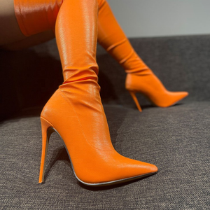 Botas Largas por Encima de la Rodilla, Color Verde Fluorescente, Primavera 2022, Ajustadas al Cuerpo, con Tacones de Aguja, para Adolescentes y Mujeres - Product Image 5