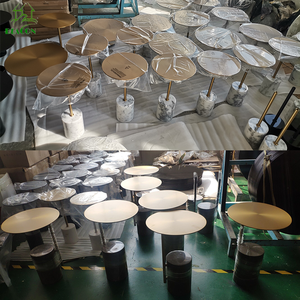 Hiện đại sang trọng kim loại travertine bảng bên ý Thiết kế bê tông Vòng Acrylic đá cẩm thạch tròn nhỏ Bàn cà phê cho phòng khách - Product Image 4