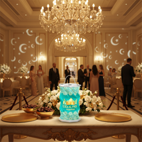 Lampe en papier pliable rotative pour l'Aïd al-Fitr avec motif de croissant de lune, lumière LED changeante de forme pour la décoration de la table familiale