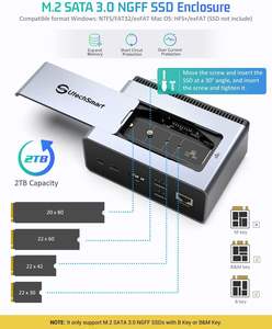 Base de Conexión Tipo C 15 en 1 con Carcasa para SSD, Monitores Triples, MST USB C, Compatible con Discos Duros, para MacOS y Windows - Product Image 3