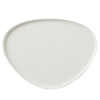 Assiette de présentation en céramique écologique, forme irrégulière, couleur blanc mat givré, pour steak, pâtes, sushi, vente chaude