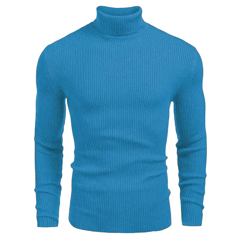 Suéter de cuello alto de punto para hombre, suéter de manga larga de otoño e invierno para hombre
