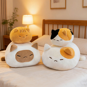 Juguete de Peluche Apilable de Gato con Diseño de Patchwork Multicolor, Cuerpo Redondo y Regordete, Relleno Suave y Esponjoso, Juguete de Peluche de Dibujos Animados, ¡Venta Caliente! - Product Image 3
