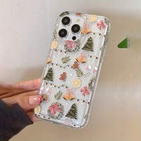 Coque de téléphone transparente antichoc souple avec motifs de Noël (cloche, bonhomme en pain d'épices) pour iPhone 15 16 17 18 Pro Max – Vente en gros