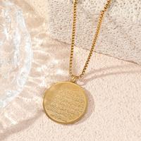 Colliers pendentifs en acier inoxydable double face gravés avec calligraphie arabe islamique Allah musulman Eid Ayatul Kursi Coran