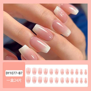 24 <span class=keywords><strong>Uñas</strong></span> Postizas Removibles con Pegamento, <span class=keywords><strong>Degradado</strong></span> <span class=keywords><strong>Blanco</strong></span> <span class=keywords><strong>y</strong></span> <span class=keywords><strong>Rosa</strong></span>, Estilo Ataúd, con Brillantina, <span class=keywords><strong>Uñas</strong></span> de Ballet, <span class=keywords><strong>Uñas</strong></span> Acrílicas de Cobertura Completa - Product Image 2