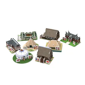 3D Puzzel Azië Traditionele Huis Inclusief 8 Mini Huses Voor Peuters Puzzel Set Voor Kids
