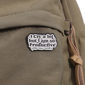 Pin de Esmalte con la Frase 'Lloro Mucho pero <span class=keywords><strong>Soy</strong></span> Muy Productivo', Broche de Metal Divertido, Insignia para Solapa, Joyería, Accesorios para Mochila - Product Image 3