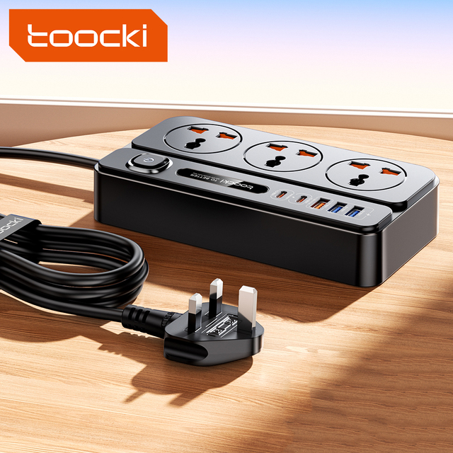 Toocki 8 in 1 Multi-Protocol Fast Charging 32W Total Output Power Supply Charger 5 Ports Smart Surge Protector Power Strip