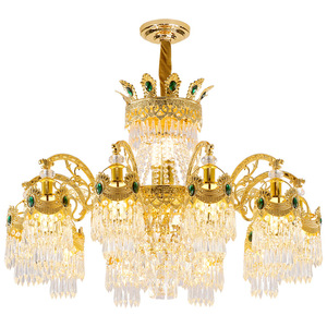 Lámpara de araña de cristal retro francés con múltiples cabezales, fuente de luz LED E27, forma redonda, para sala de estar y comedor, iluminación del hogar - Product Image 4