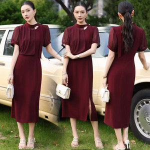 Vestidos de Diseñador para Mujer 2026, Conjunto de Vestido con Detalle en el Escote y Dobladillo Dividido, OEM Personalizado, Elegante, Venta al Por Mayor en Línea - Product Image 4