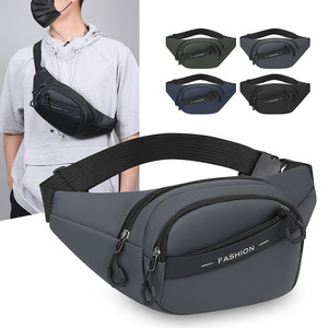 Men's Chest Bag Large Capacity Multi Layer Outdoor Sport Waist Pack Gray Black Military Green Dark Blue Solid Color Breathable - Product Image 1