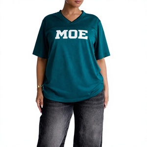 Camiseta de fútbol americano de malla con logo personalizado de moda, OEM, para mujer, oversize, transpirable, con cuello en V, ropa deportiva, camisetas de fútbol. - Product Image 1