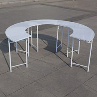 Table de présentation modulaire demi-cercle en fer forgé en forme de S pour buffet de desserts/bonbons, idéale pour mariages en extérieur et décorations d'événements festifs