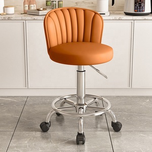 Tabouret de Salon de Coiffure et Esthétique avec Dossier, Chaise de Barbier Réglable en Hauteur et Pivotante sur Roulettes pour Salon de Manucure et Esthétique - Product Image 4