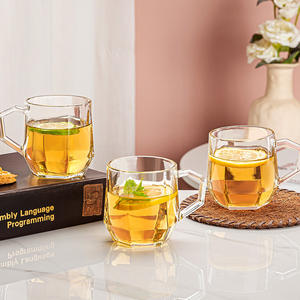 Manico di <span class=keywords><strong>diamante</strong></span> semplice esagono tazza di caffè domestico e tazza di acqua con accompagnamento bicchieri di vetro regalo all'ingrosso - Product Image 4